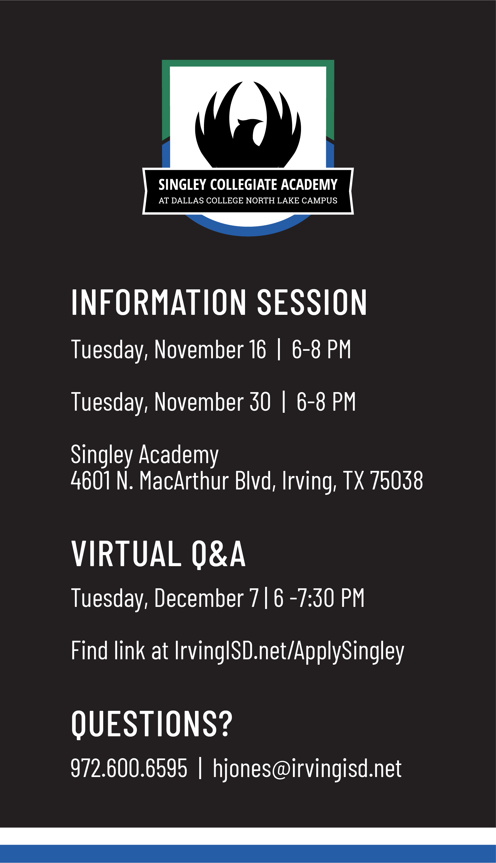 Singley Collegiate Academy Info Sessions Info