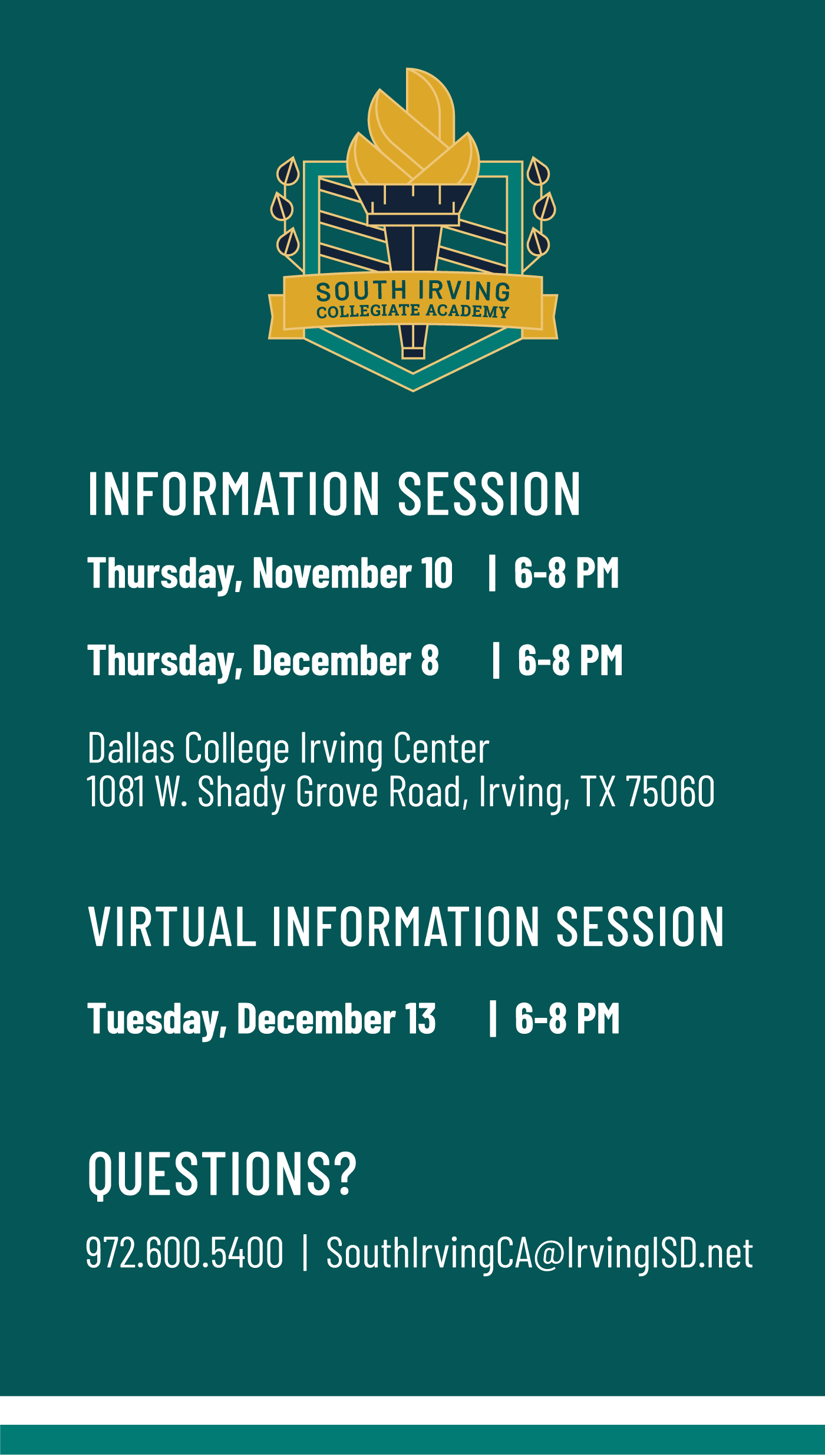 South Irving Collegiate Academy Information Sessions
